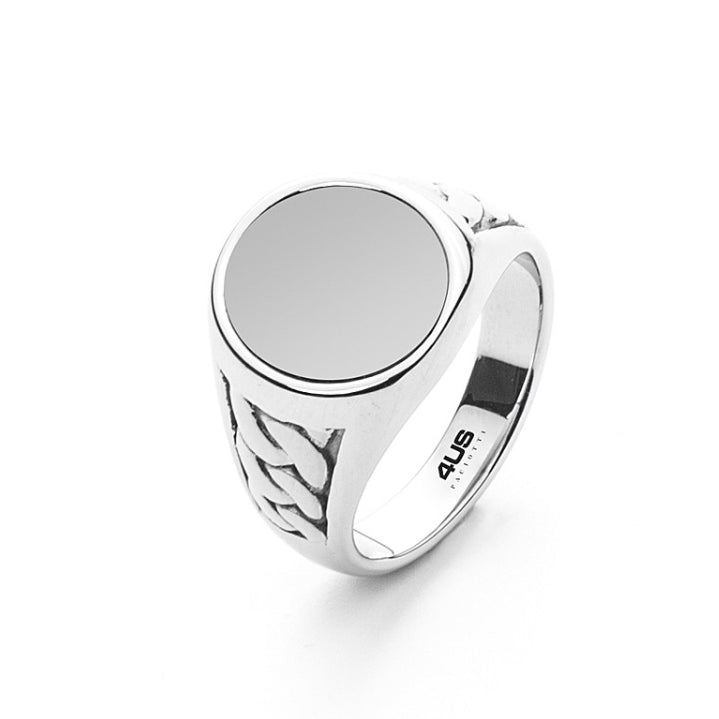 Anello Uomo 4US Cesare Paciotti Acciaio Centrale Ovale Lavorato 4UAN5053/24